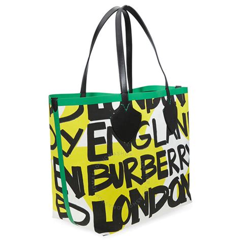 BURBERRY Large Graffiti Print Cotton Tote